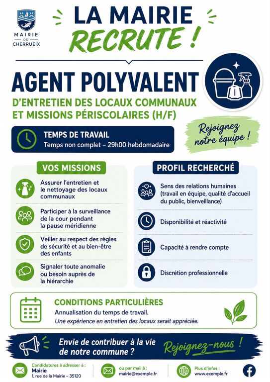 LA MAIRIE RECRUTE