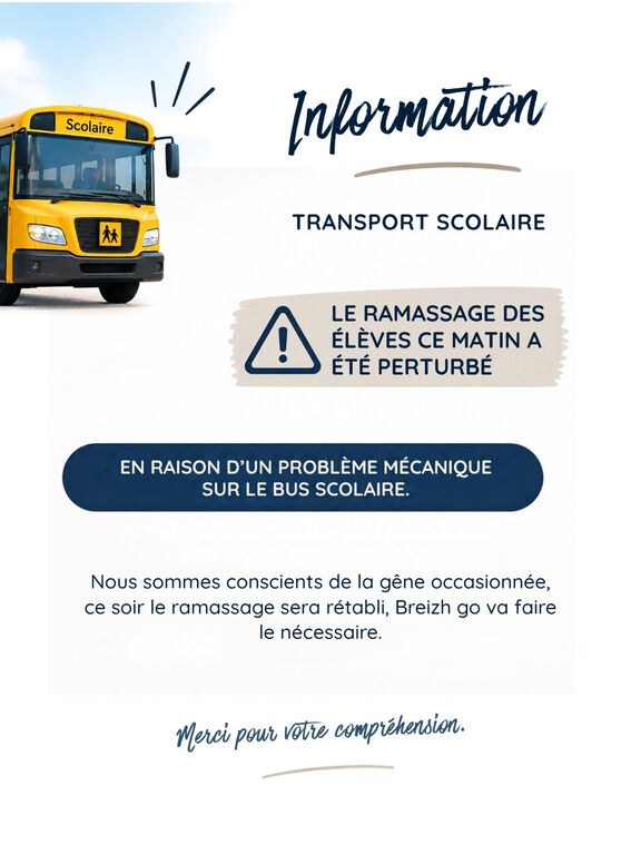 INFORMATION – RAMASSAGE DES ÉLÈVES